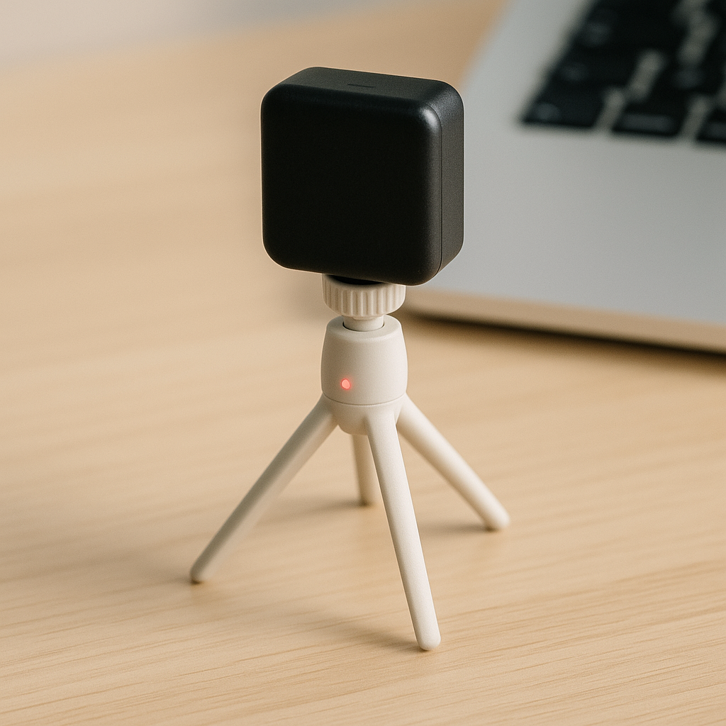 Tabletop variant - foldable tripod with wireless lav mic socket on top